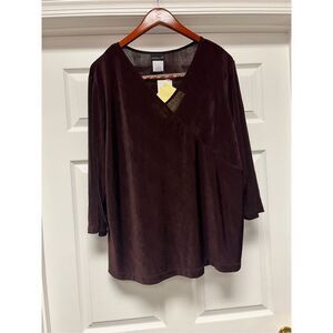Citiknits Brown Cross Neckline Top sz 2X NWT